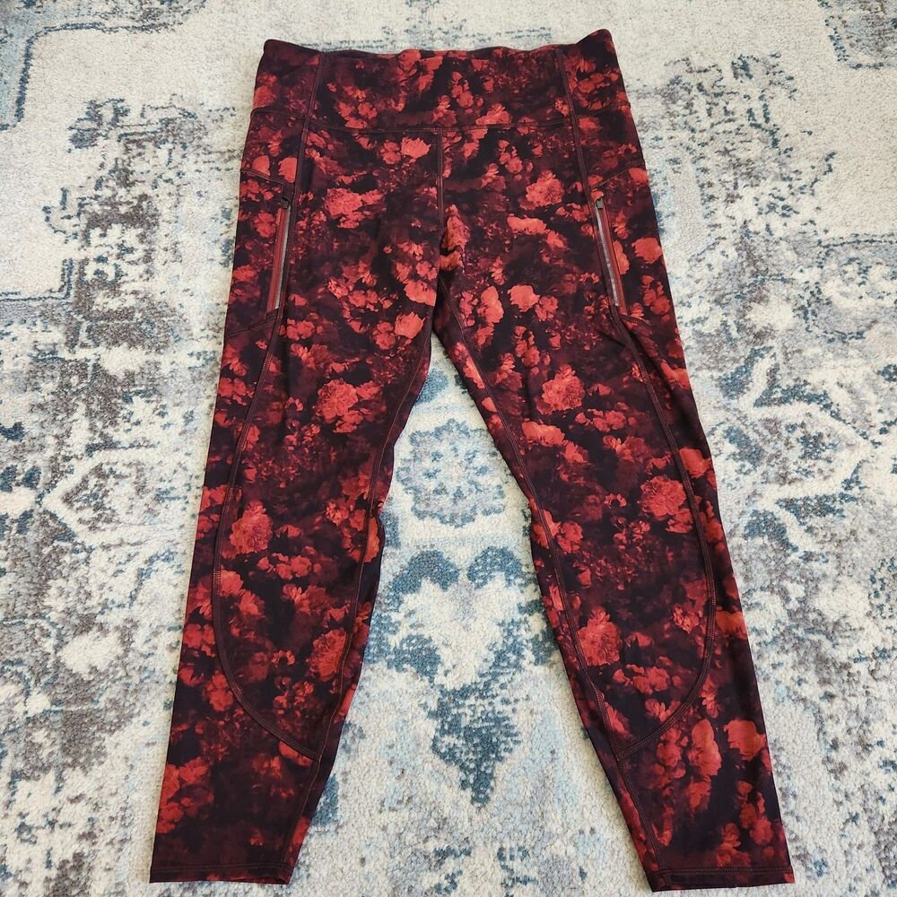 Athleta Red and Black Rainier Leggings
